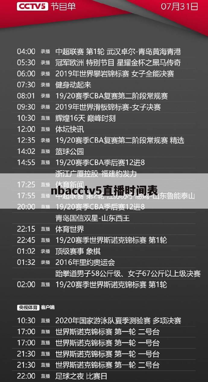 nbacctv5直播时间表